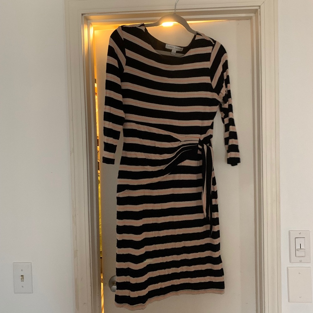 Striped Side Tie Waist Work Dress
